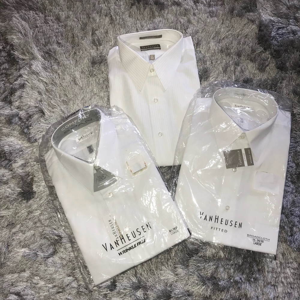 3 white van Heiden shirts